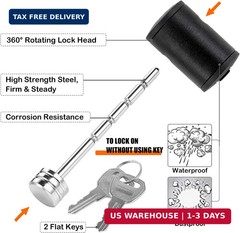 2 Pack Adjustable Trailer Coupler Lock 1/4in Pin Keyed Alike Tow Hitch Latch