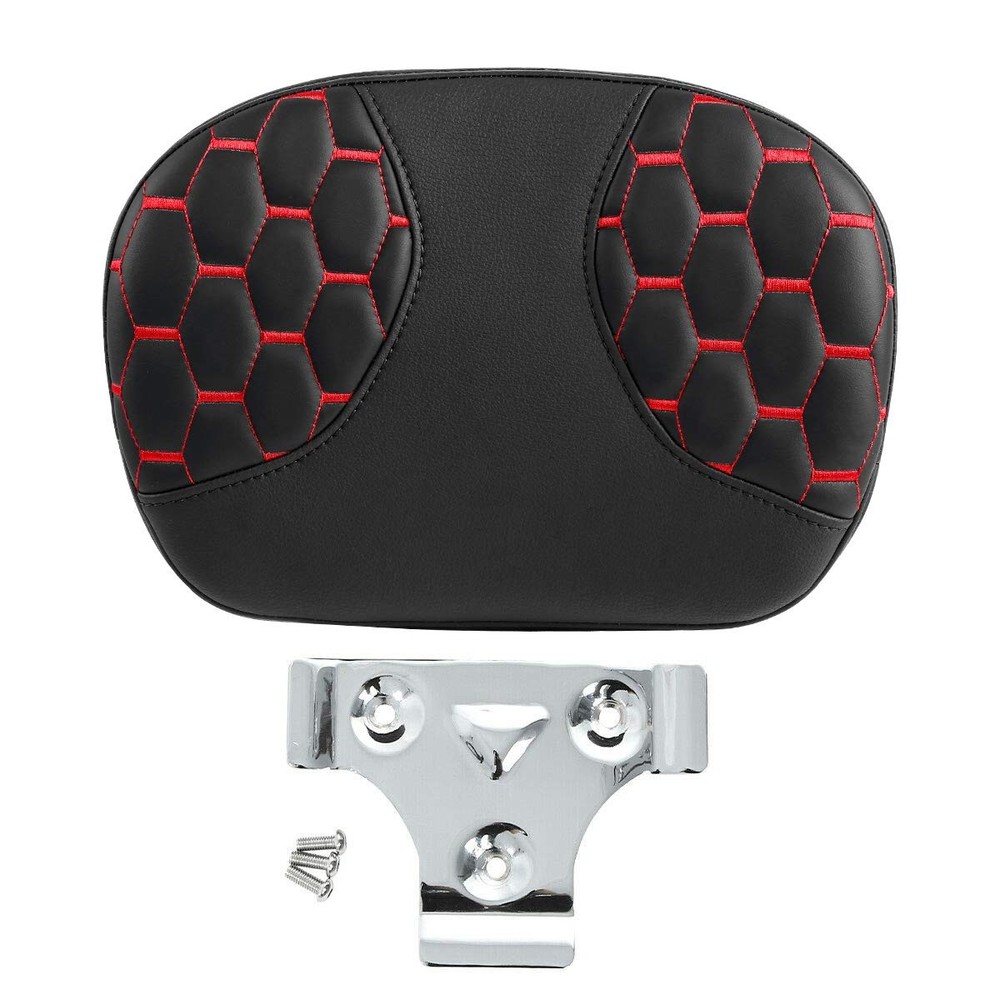 Leather Sissy Backrest Pad Touring Road King Electra 2014-2023 Red Stitching