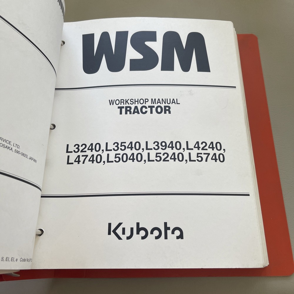 Kubota L3240 L3540 L3940 L4240 L4740 L5040 L5240 L5740 Tractor Workshop Manual