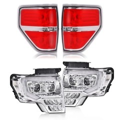 LED Tube Dual Headlights Clear Tail Lights Ford F150 2009-2014 4PCS DL3Z13008A