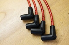 Ford 9N Red & Black Deluxe Cloth Covered Custom Fit Spark Plug Wire Set USA Made