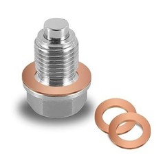 M14x1.5 Magnetic Stainless Steel Oil Drain Plug with Copper Washers, Compatible