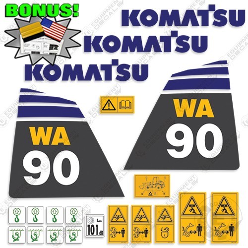Fits Komatsu WA90-5 Decal Kit Wheel Loader Decals – 7 YEAR OUTDOOR 3M VINYL!