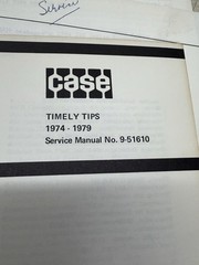 J I Case Garden Tractor Timely Tips 1974-1979 Service Manual & Bulletins 9-51610