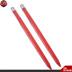 2-Pack Red Hay Bale Spear 49″ 4500 lbs Capacity Spike Fork For Loaders Tractors