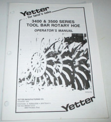 Yetter 3400 3500 Series Tool Bar Rotary Hoe Operators & Parts Manual 10/97 OEM