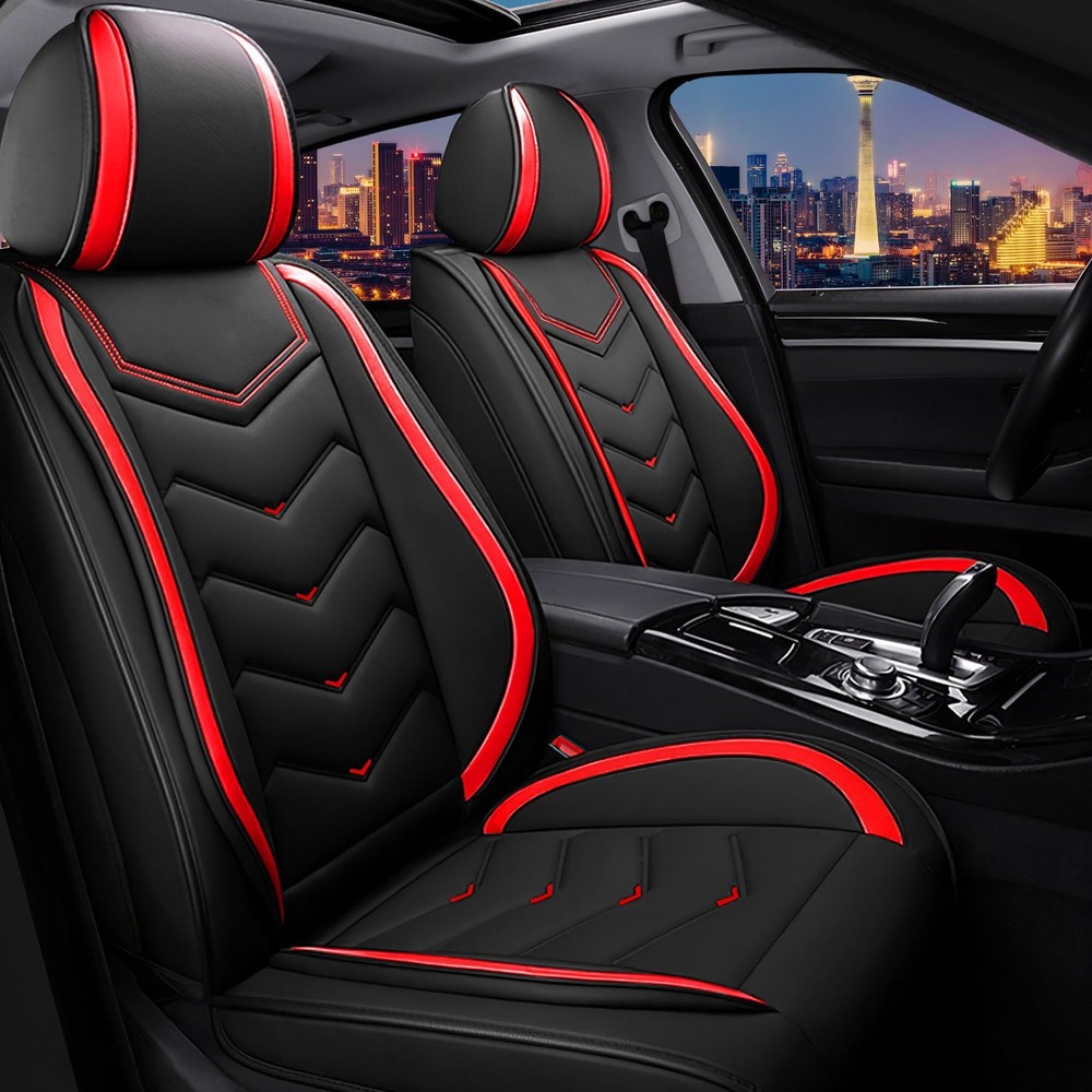 Nappa Leather Car Seat Covers Ford Bronco Sport 2021-2026 Black Red 2 Seats