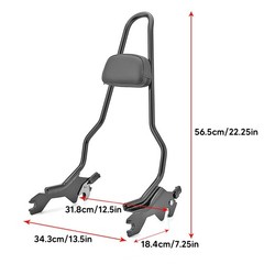 22.25″ One-Piece Passenger Sissy Bar w/Pad Detach Fat Bob 2018-2024 Gloss Black