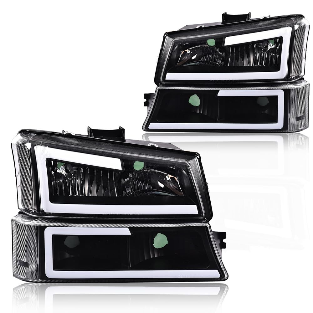 LED Bumper Headlights 2003-2006 Avalanche Silverado 1500 2500 3500HD Clear/Black