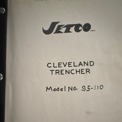 Jetco Parts Catalog Manual for Cleveland Trencher Model 95-110