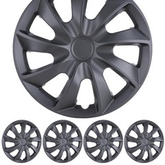 16 Inch Black Matte Hubcaps Set of 4 ABS Universal Wheel Rim Covers 5084