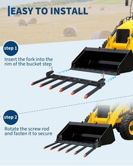 🚩Heavy Duty Clamp on Debris Forks to 58″ Bucket 4000 lbs Pallet Forks Buckets