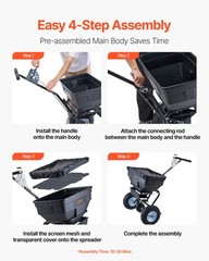 VEVOR Walk-Behind Broadcast Spreader 100LB 0-9.8ft Spreading Width Fertilizer