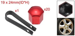20Pcs 19mm Wheel Lug Nut Cover Bolt Caps Car Tire Nut Cover with Tongs Red