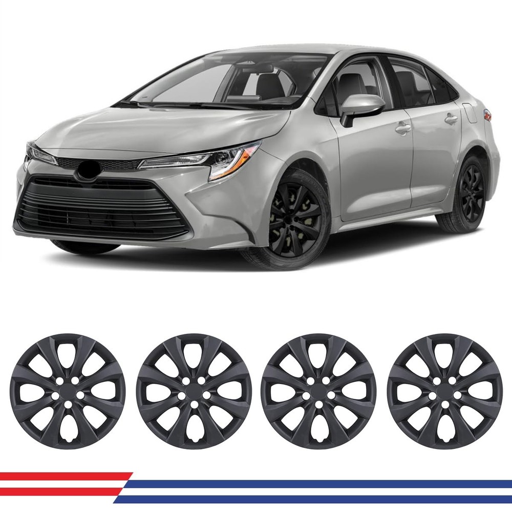 16 Inch Rim Covers Matte Black Set of 4 for 09-25 Toyota Corolla Hubcaps