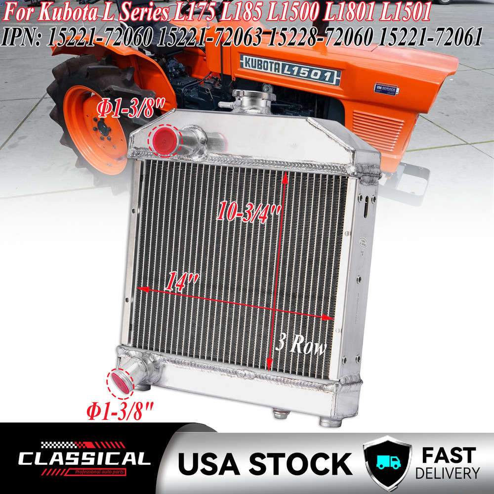 Radiator For Kubota L Series L175 L185 L1500 L1801 L1501 Tractor (15221-72060)