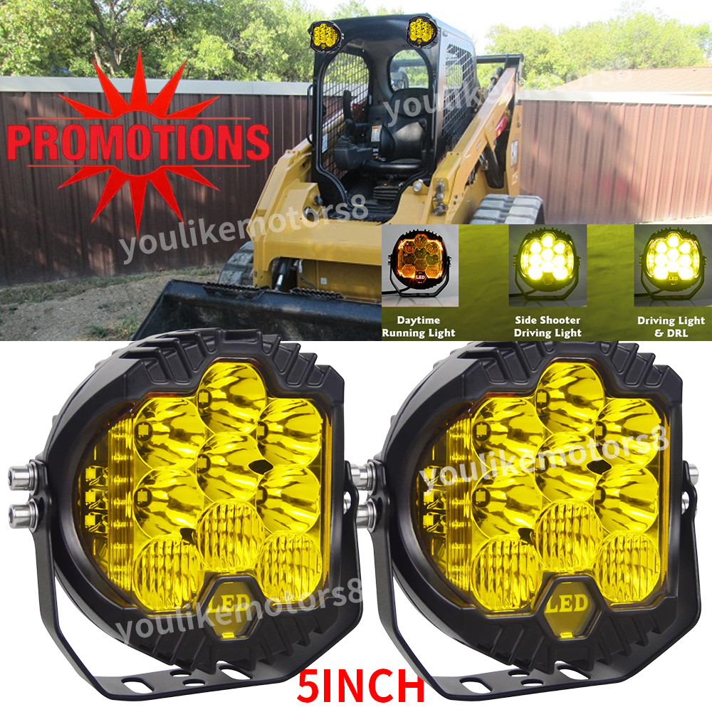 2PCS 5″ Square LED WORK LIGHT fit CAT Skid Steer 289D3 277D 289D 226D 249D 297D2