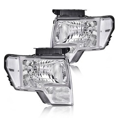 Pair Headlights for Ford F150 2009-2014 Clear Lens Chrome Housing DL3Z13008A