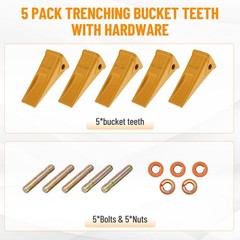 Set of 5 1U3202 Bucket Teeth w/ Pins 8E6208 Retainers 8E6209 for J200 Series