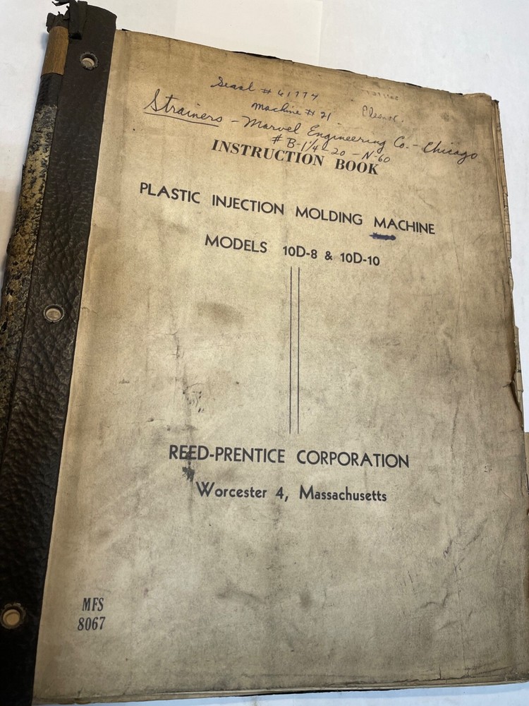 Reed Prentice Plastic Injection Molding Machine Instruction Book
