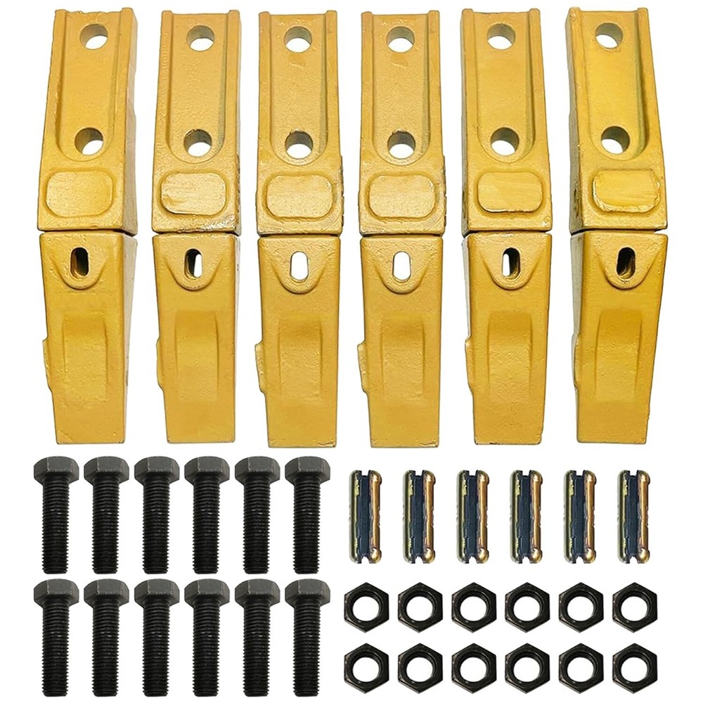 6 Set Bucket Teeth Assembly 6737322Y Bolt on Flush Mount Pin Skid Steer
