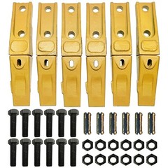 6 Set Bucket Teeth Assembly 6737322Y Bolt on Flush Mount Pin Skid Steer
