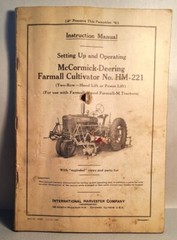 1941 McCormick Deering~Instruction Manual~Farmall Cultivator HM-221. #-4