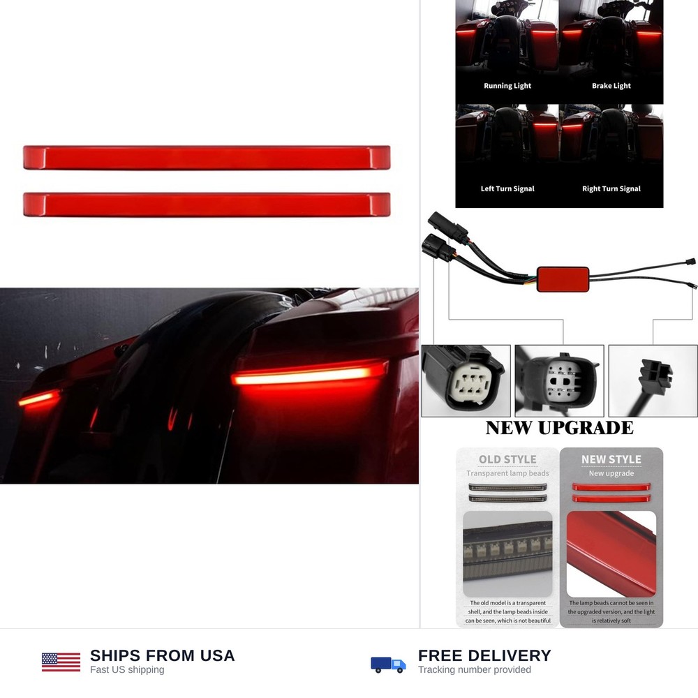 Saddlebag Tail Light LED Running Brake Sequential Turn Signal Lamp Fit for Ha…