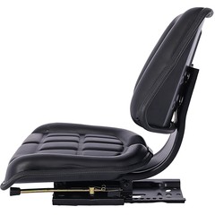 Tractor Seat w/ Backrest Black Slide Track Steel PVC Compact Mower Tractor Seat
