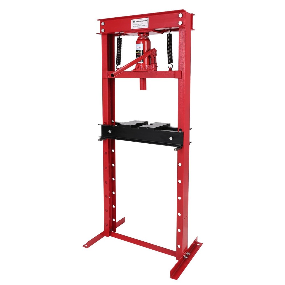 Garvee|12 Ton Hydraulic Shop Press|H-Frame|Garage Auto Repair Metalworking Red
