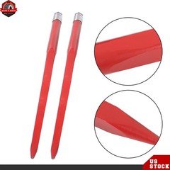 2-Pack Red Hay Bale Spear 49″ 4500 lbs Capacity Spike Fork For Loaders Tractors