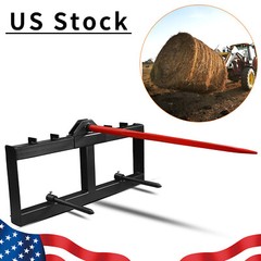 3 Point 49” Hay Bale Spear Attach Tractor Skid Steer Loader Quick Tach 3000 LBS