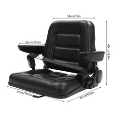 Black Forklift Seat Heavy Duty Vehicle Seat Adjustable 35-180°Tractor Seat