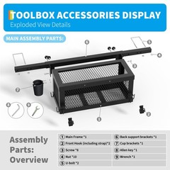 Heavy Duty Tractor Tool Box 23.5”x10”x10” Multi-Function Tractor Accessories