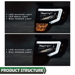 LED DRL Headlight Ford F150 2009-2014 LH RH Amber Reflector DL3Z13008EC