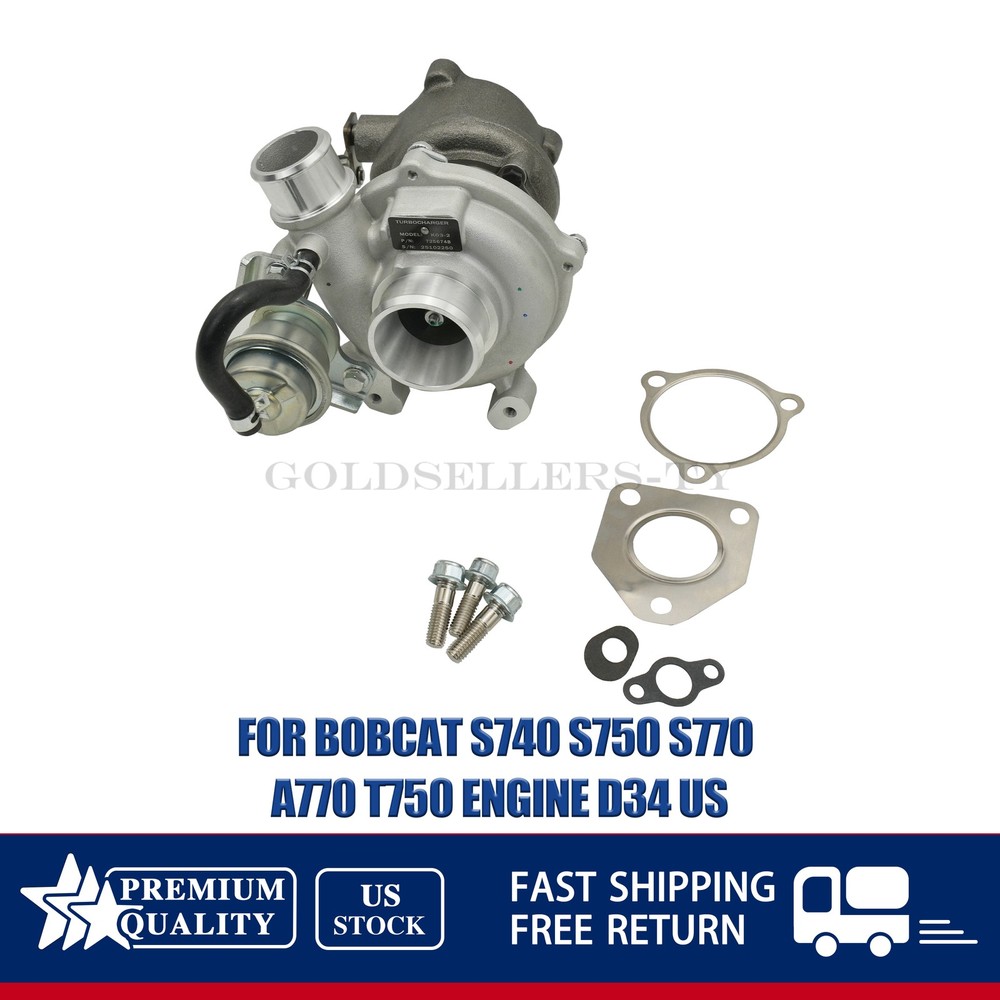 For Bobcat S740 S750 S770 A770 T750 Engine D34 7256748 K03 Turbo Turbocharger US