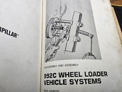 CATERPILLAR, 992C Wheel Loader, Service Manual Notebook vintage 1988