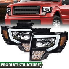 LED DRL Headlights for Ford F150 09-14 Clear Lens Amber Reflector DL3Z13008EC