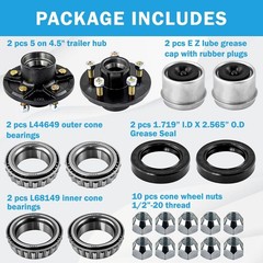 5 Lug Trailer Hub,5 on 4.5” Trailer Hub for 3500 lbs 1-1/16” Trailer Axle, 5 …