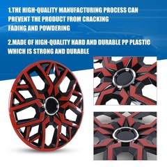 16 Inch Universal Hubcaps Snap On Steel Rims Set 4 Black Red Lacquer