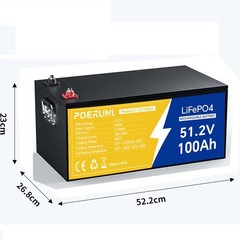51.2V 50Ah LiFePO4 Lithium Battery 48V 50Ah Deep Cycle BMS for RV Off-Grid Solar