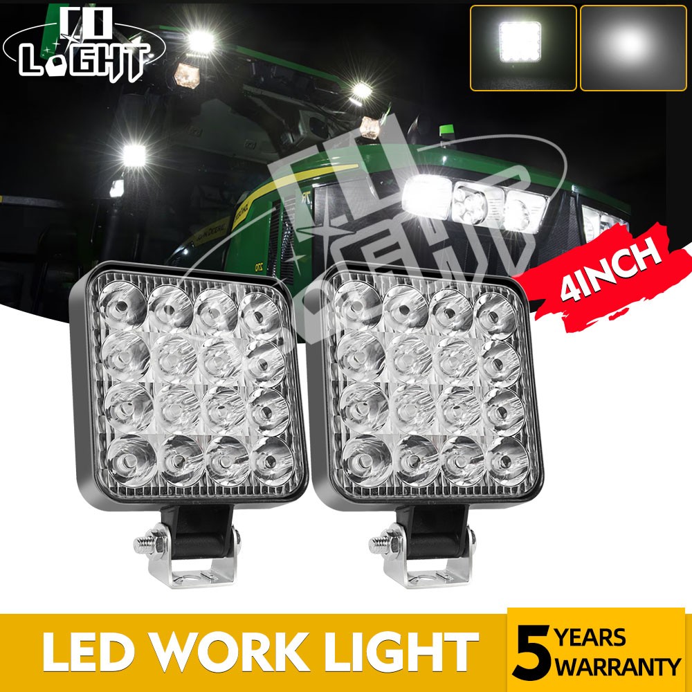 2X Square 3.3” LED Work Light Headights For John Deere Kubota Kubota Tractor