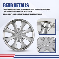 15 Inch Hubcaps Fit for 2009-2019 Corolla Set of 4 ABS PC Material Chrome