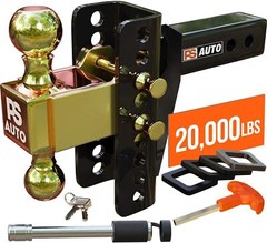 Adjustable Drawbar Trailer Hitch – 20,000 LBS, Fits 2 and 2-5/16 Inch Balls, For