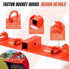 Tractor Grab Hooks,Heavy Duty Bolt On Compact Tractor Bucket Hooks & 2″ Receiver