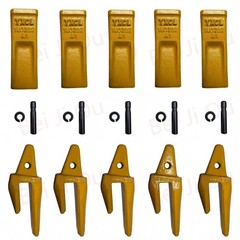 5PCS CAT Style J200 1U3202 Backhoe Shanks Complete With Teeth & Pins Set