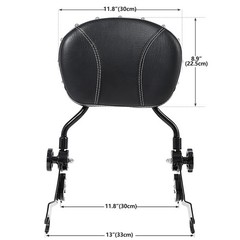 Black Adjustable Sissy Bar Passenger Backrest W/Pad For Touring Models 09-25