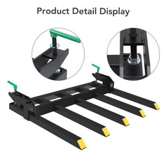 Clamp On Debris Forks 48″ Bucket, 2500 lbs Capacity Heavy Duty Clamp On Palle…