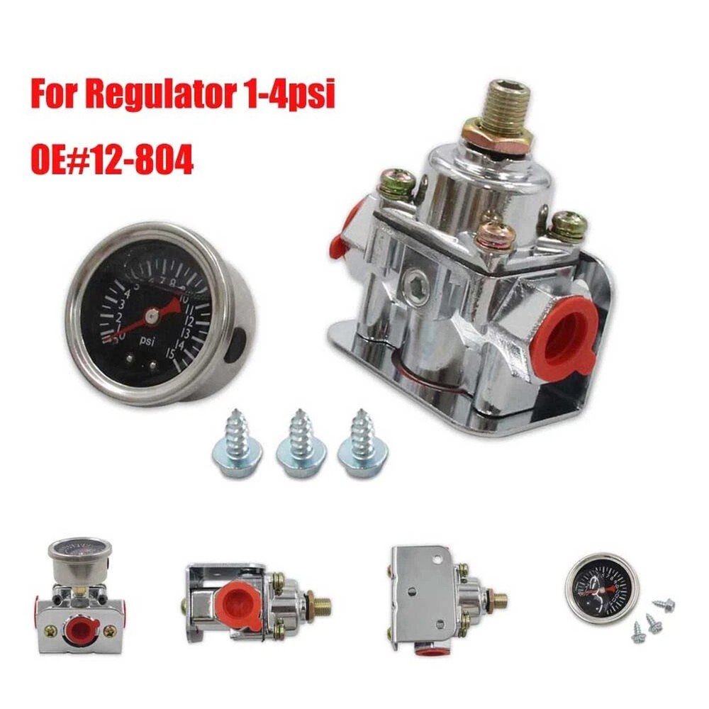 Fuel Pressure Regulator with Gauge for Carburetor Carb 1-4 PSI 12-804 USA