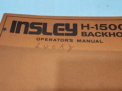 INSLEY Model H-1500 Backhoe Operators Manual Procedures General Maintenance